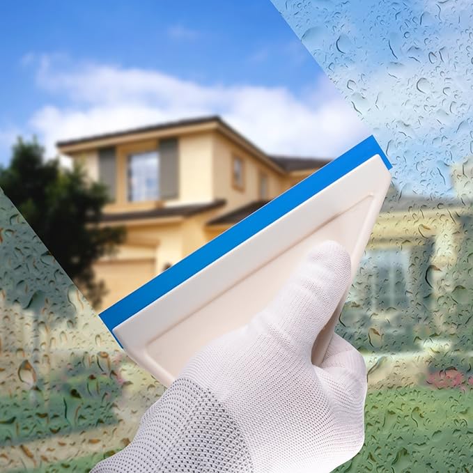 FOSHIO 4Pack White Auto Home Kitchen Bathroom Shower Squeegee Hand Squeegee Window Wiper Mirror Wiper with Blue Silicone Water Blades