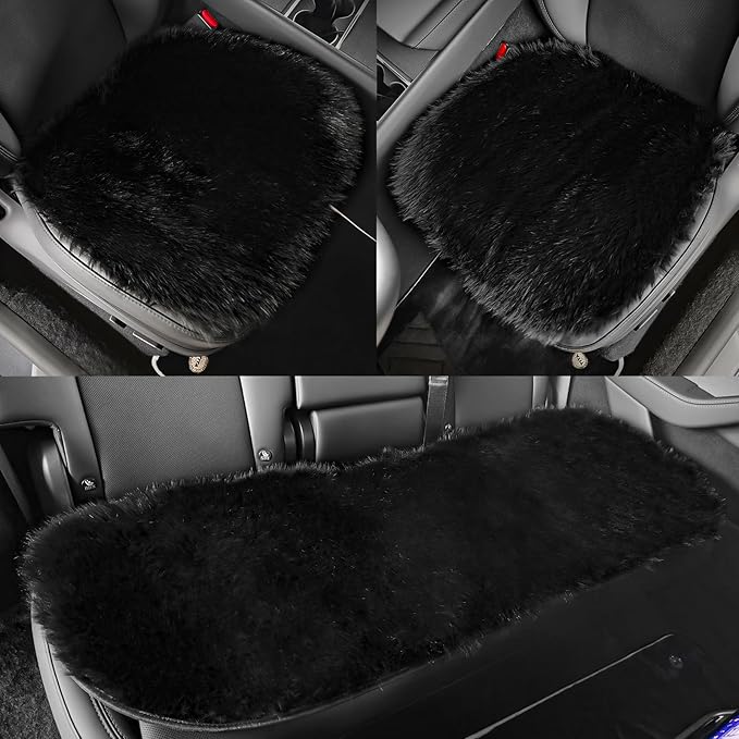 Winter Car Plush Seat Cushion, Thickened Warm Cushion, Universal Car Seat Cover, Front/Rear Row Single Piece Interior Seat Pad (2pcs Front Seat Cushions + 1pcs Rear Seat Cushion)