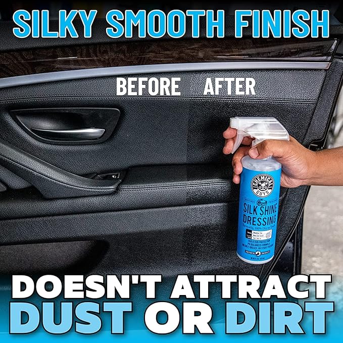 Chemical Guys Silk Shine Tire and Trim Dressing and Protectant – Non-Greasy Vinyl, Plastic & Rubber Spray, Plastic Restorer for Cars – Restores Shine for Cars, Trucks, Motorcycles, RVs, 16 fl oz