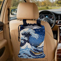 Great Sea Wave Car Garbage Bag, Small Car Trash Bag Hanging Back of Seat,Drawstring Car Trash Bag with Adjustable Buckle,Car Accessories for Camping Travelling