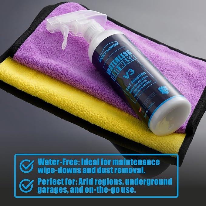 2-Pack Waterless Wash Spray and 6 Towels Kit for Cleaning, High Gloss and Protection- No Rinse Wash for Cars, Trucks, RVs Detailing - Ultra-Concentrated Safe Slick Lubricating Formula