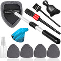10pcs Windshield Cleaner Tool, Car Window Cleaning Wash Kit with 4 Reusable Microfiber Pads 1 Spray Bottle and Extendable Handle Auto Glass Wiper Kit, Gray