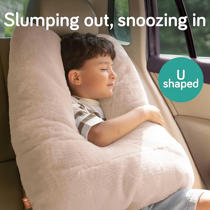 Baby Uma Car Pillow for Kids - Soft 'n Cozy U-Shaped Kids Travel Pillow, Machine Washable Cover & PP Cotton Filling, Car Seat Head Support Toddler, Neck Pillows for Travel (Blush)