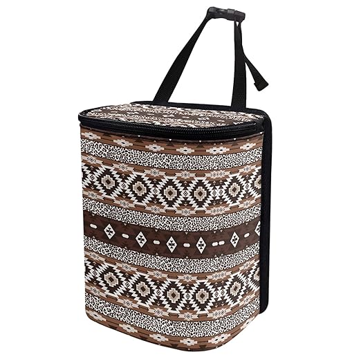 Southwestern Aztec Tribal Car Trash Can with Adjustable Straps Foldable Car Trash Bag Bin Auto Garbage Bag Multipurpose Storage Box for Vehicle Travel Camping Picnicing