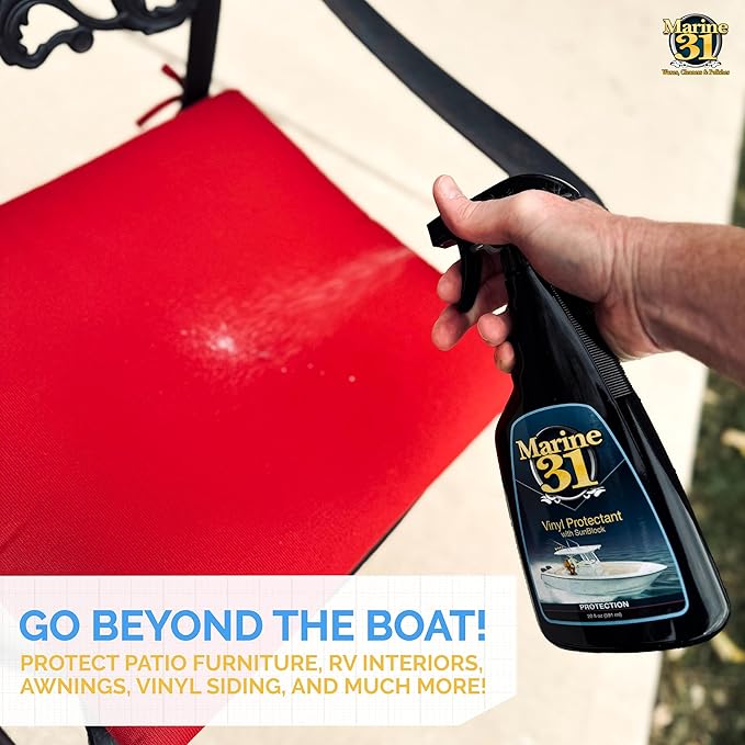 Marine 31 Vinyl Protectant with Sunblock | UV Protection for Interior & Exterior Vinyl | Clear Finish for Marine Surfaces | M31-432 | 128 oz