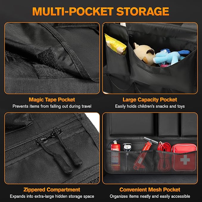 MoKo Hanging Trunk Organizer for SUV, Car Organizer with 10 Pockets Large Capacity & 3 Adjustable Straps for Easy Installation, Car Storage Universal Fit for Sedans, SUVs, MPVs, Trucks, 35.5 x 18.2in