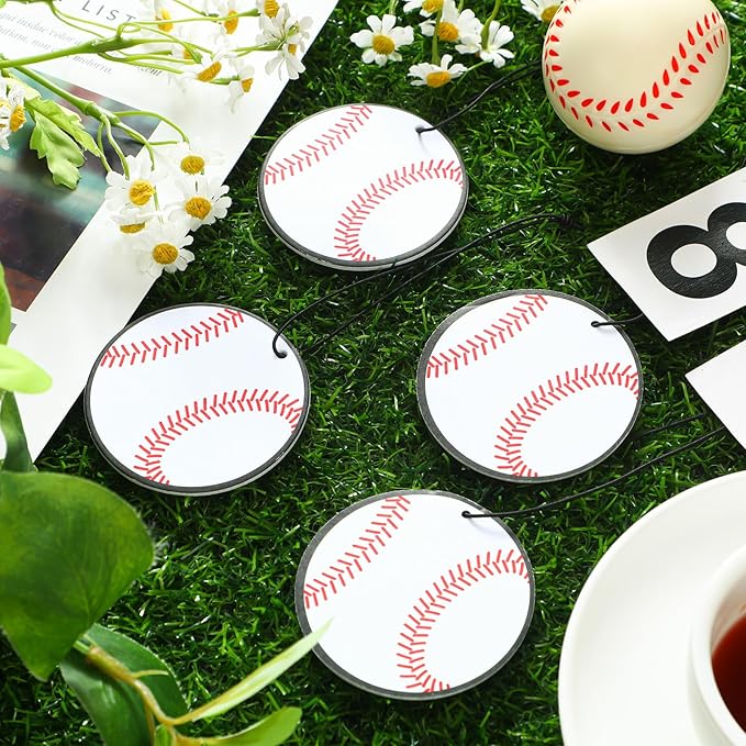 12 Pcs Car Air Freshener Hanging Long Lasting Scent Gift for Sport Lover Automotive Freshener Aromatherapy Tablet Rearview Mirror Interior Accessories Locker Office Home Decoration(Baseball)