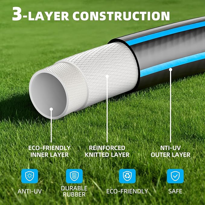 Short Garden Hose 5FT: Water Hose with Quick Connect Fittings - Flexible Lightweight Portable Leakproof Hose 5/8" - Hybrid Rubber Portable Hose for Garden, Car Washing, and Outdoor Cleaning