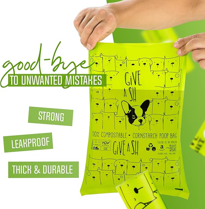 100% Certified Home Compostable Dog Poop Bags - 10% to Charity - ASTM D6400 & EN 13432 Compliant - 240 x Plant Based Compostable Poop Bags (16 Rolls)