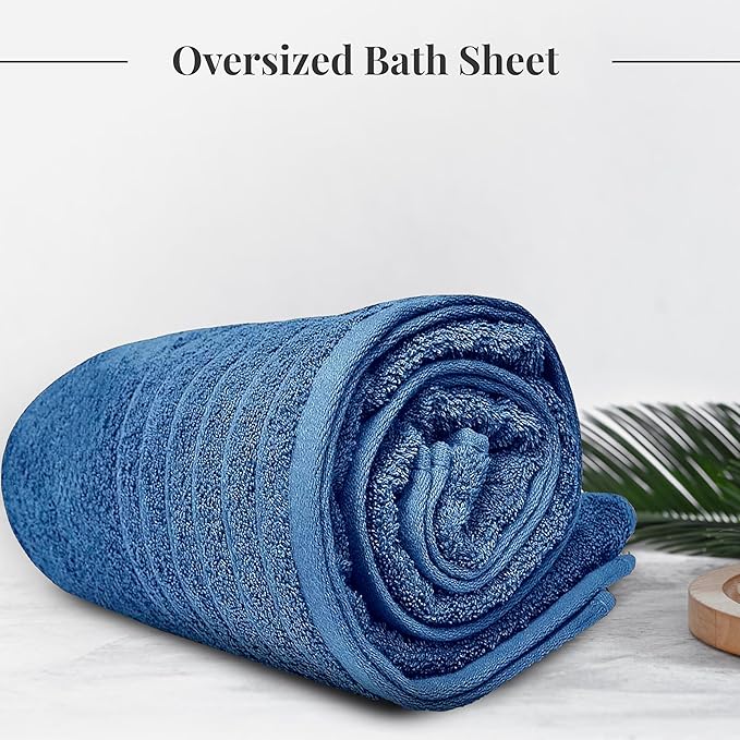 Tens Towels Pack of 1 Jumbo Bath Sheet 40 x 80 Inches, Extra Large & Light Weight, Quicker to Dry, 100% Cotton, Super Soft & Absorbent, Perfect to Wrap Yourself in, Blue
