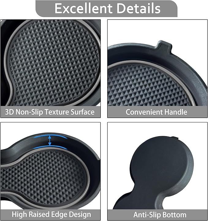 for Honda Civic Accessories 2026 2025 2024 2023 2022 Cup Holder Inserts Center Console Liner 3D Silicone Cup Holder Coaster Protector Mat Pad Non-Slip Interior Decoration for Civic 3Pcs (Gray)