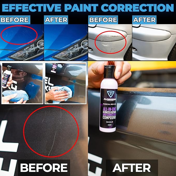 Instant Car Scratch Remover for Vehicles, All-in-One Car Paint Scratch Repair and Polishing Compound (4 oz) - Incl. Microfiber Applicator and Microfiber Towel
