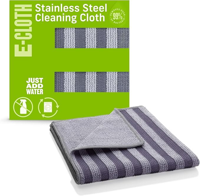 E-Cloth Stainless Steel Cleaning Cloth, Microfiber Stainless Steel Cleaner for a Spotless Shine Home Appliances, Oven, Stove and Refrigerators, Washable and Reusable, 100 Wash Promise