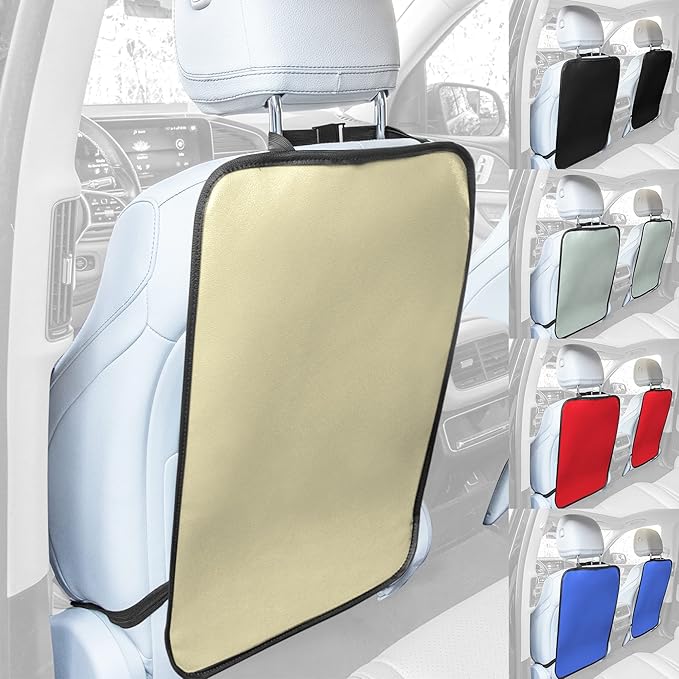 FH Group Faux Leather Seat Back Kick Protectors, Heavy Duty Car Kick Mats for Kids – 2-Pack Back Seat Protector for Driver and Passenger Seat, Waterproof Protection from Dirt, Mud, Easy to Clean