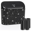 Accmor Bling Car Trash Can with Lid, Mini Auto Garbage Storage Bin with 60pcs Garbage Bags, Sparkling Crystal Trash Bags Holder Dustbin Vehicle Accessories Container Organizer (Black Rhinestone)