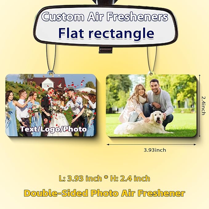 10/20/50/100Pcs Custom Logo Air Fresheners for Car Bulk, Personalized Logo Car Air Fresheners Bulk Double Sided, Customized Air Freshener Suitable for Car, Wardrobe, Branding Business (Horizontal)