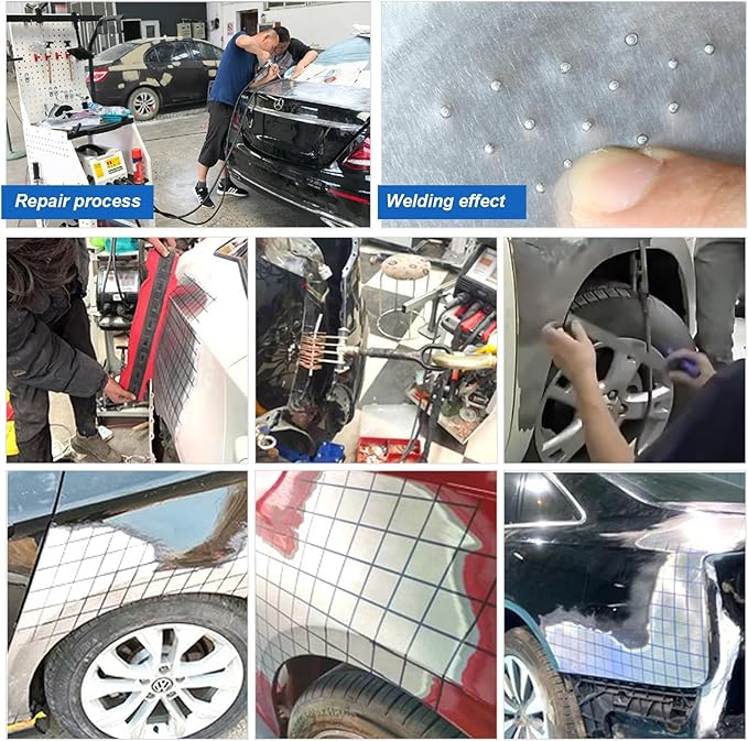 110V Spot Welder Dent Puller Kit Car Body Repair Steel Pulling Data Recovery Function Steel Iron Aluminium Car Auto Repair Machine Stud Welder Dent Puller Machine with Professional Tool Car (90EN)