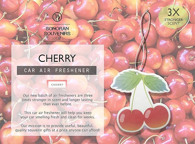 (Pack of 4) Fruity Fruit Air Fresheners - Automotive Accessory - Car Hanging Air Fresheners (Cherry)