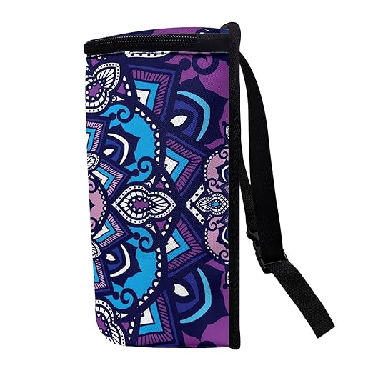 Vintage Mandala Flower Car Trash Can with Lid Portable Foldable Garbage Can Hanging for Headrest Leakproof Organizer and Storage Bag Auto Accessories