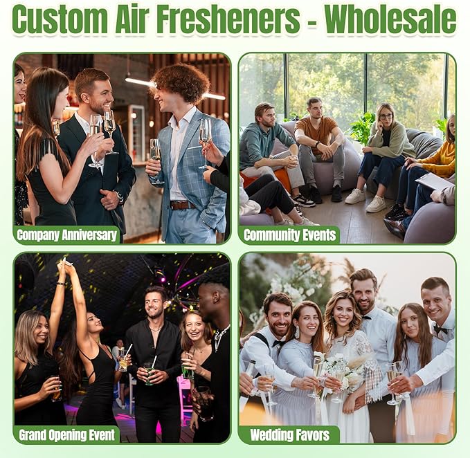 10-1000 Pcs Custom Air Fresheners with Picture - Personalized Photo Logo Text Double Sided Air Freshener Customized Bulk Gifts for Car Business Branding Events (Square, Various)