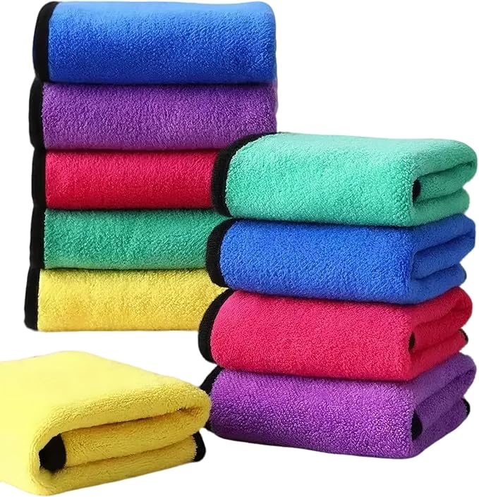 10 Pack Premium Microfiber Towels Coral velvet Washing and Detailing Towels for Car Detailing Household Cleaning Ultra-Soft Super Absorbent, Lint Streak-Free 11.8"x15.7” Cleaning Cloth (5colors)
