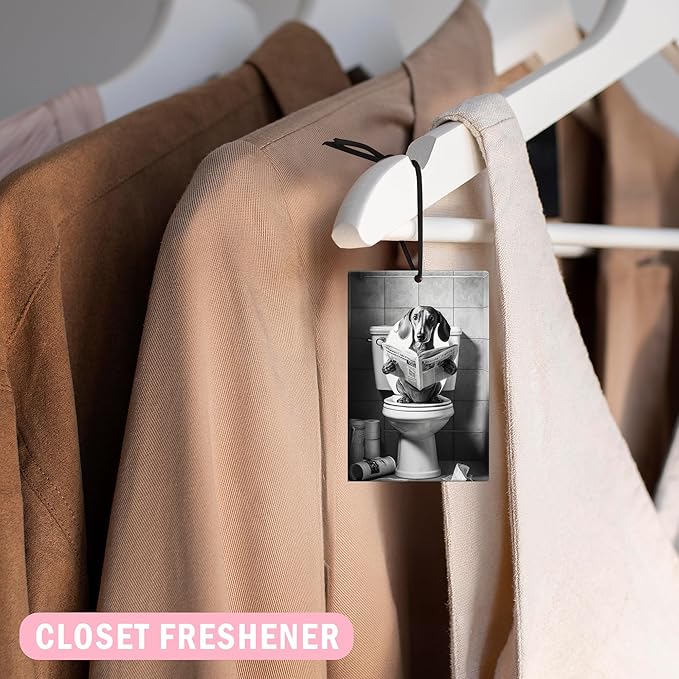 Funny Bathroom Dachshund Car Air Freshener 4Pcs, Weiner Dog Gifts for Women Men Air Freshener for Bathroom Car Interior Closet Drawer Books, Dachshund Doxie Gifts Car Mirror Decor Hanging