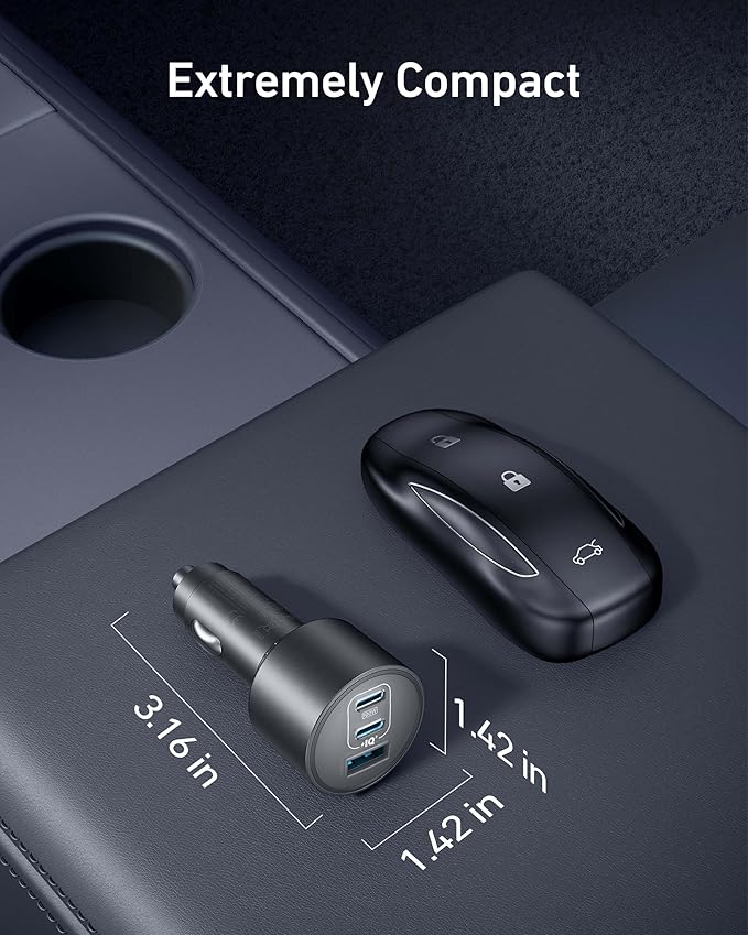 Anker iPhone 17 USB-C Car Charger, 167.5W Max 3-Port Ultra-Compact Type-C Fast Car Charger for MacBook Pro/Air, iPhone 17/16/15 Series, Samsung S24/S23, iPad Pro, AirPods and More