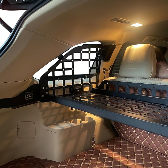 HIGH FLYING for Toyota Highlander 2014 2015 2016 2017 2018 2019 Car Accessories Modular Storage Molle Panel Shelf Luggage Carrier Trunk Organizer Aluminum (Side Panel+Shelf)