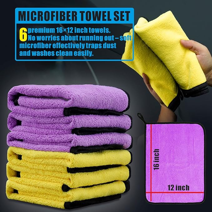 2-Pack Waterless Wash Spray and 6 Towels Kit for Cleaning, High Gloss and Protection- No Rinse Wash for Cars, Trucks, RVs Detailing - Ultra-Concentrated Safe Slick Lubricating Formula