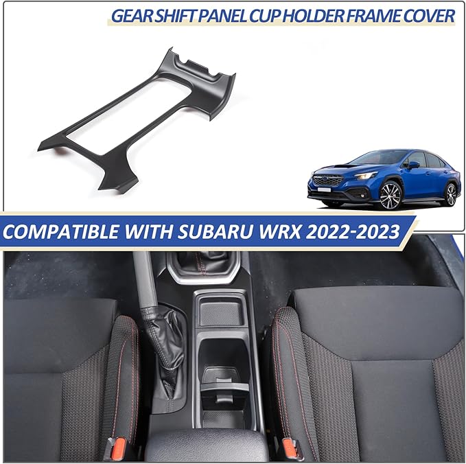 Daeiclru Car Gear Shift Panel Cup Holder Frame Cover Compatible with Subaru WRX Levorg 2022-2025, Center Console Accessories Trim (Matt Black)