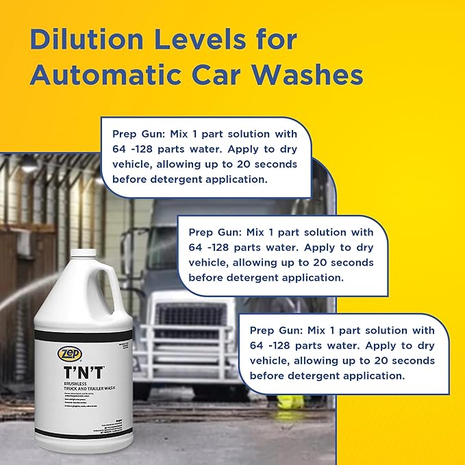 Zep TNT Brushless Truck and Trailer Wash Concentrate 5 Gal (Each) Model 481 Foamer 96 oz. - 37635 - Removes Exhaust Deposits, Road Film and Bug Residues