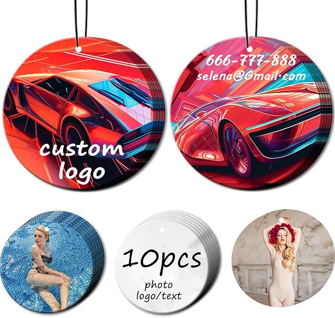 10-100Pcs Custom Logo Car Air Fresheners Bulk – Wholesale Personalized Double-Sided Air Fresheners with Photo Text Logo, Unique Gift for Car Owners (Round)