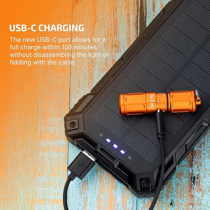 OLIGHT I1R 2 Pro Eos 180 Lumens EDC Rechargeable Keychain Flashlight, Powered by Built-in Rechargeable Battery with Type-C USB Cable, Slim Mini Handheld Light for Everyday Carry (Capsule Orange)