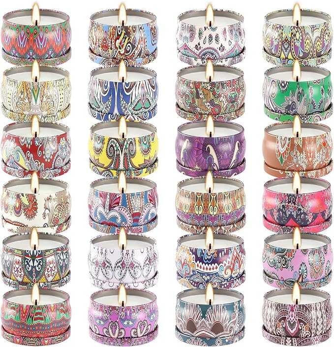Scented Candles Gifts Set 24 Pack Soy Wax Travel Tin Jar Candles for Home 2.5 OZ jar Candles for Mom for Christmas, Birthday, Thanksgiving, Mother's Day