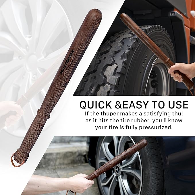 2 PCS Wooden Tire Checker for Truckers Tool for Checking Tire Pressure, Wheel & Tire Accessories & Parts, Tire Repair Tools Fish Bat Self Defense