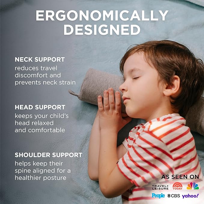 Dot&Dot Twist Memory Foam Kids Travel Pillow for Airplanes - Neck Pillows for Travel, Sleeping - Airplane Pillow for Neck Support, Chin, Lumbar, Leg - Adjustable Toddler Neck Pillow for Car Seat