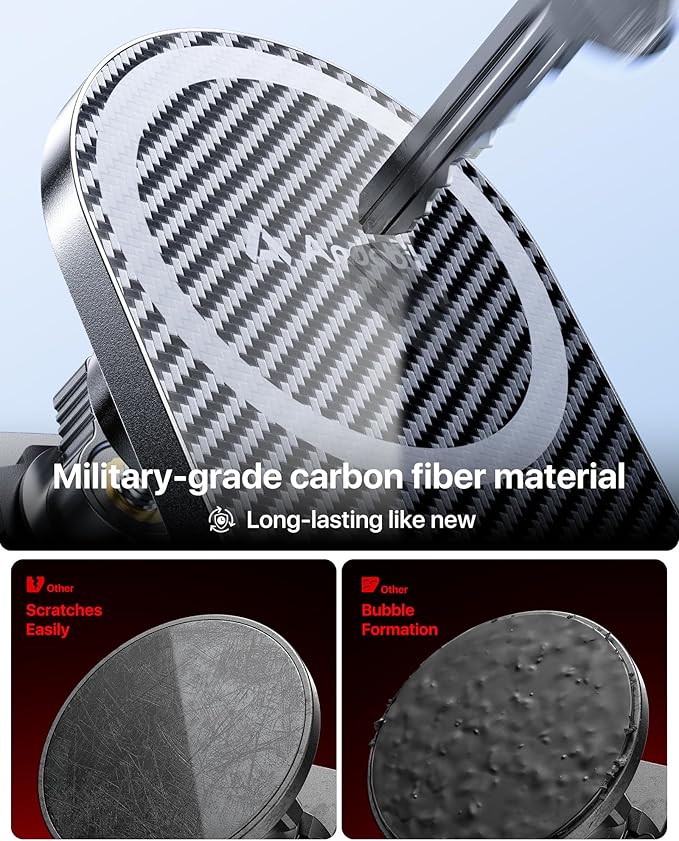 andobil Upgraded for Magsafe Car Mount Pro [Strongest Magnet, Big Phone Friendly] 360° Rotation Magnetic Phone Holder for Car Vent for iPhone 17 Pro Max 16/15/14/13/12 Samsung S25/S24 (Carbon Fiber)