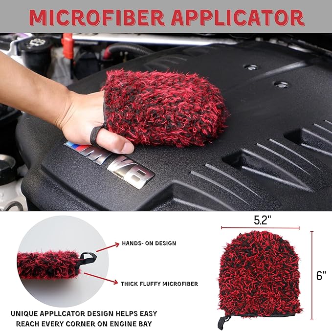 7PACK Car Engine Bay Details Cleaning Kit, Soft-bristled Engine Surface Brush,Long&Slim Bendable Brush, Edgeless Drying Towel,Finger Microfiber Applicator, Deep Cleans Engine Bay Hard to Reach Place
