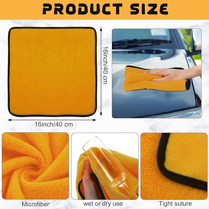 Tallew 100 Pcs Microfiber Towels:16"x16" Microfiber Drying Towels Bulk Micro Fiber Car Cleaning Cloth for Cars Drying Washing Polishing Office Windows Cleaning Household Supplies (Yellow)