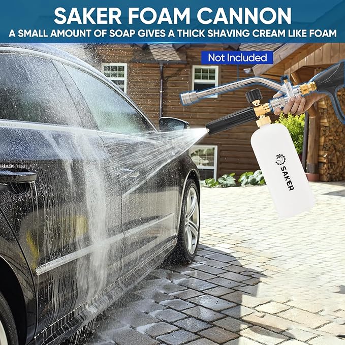 Saker Foam Cannon, 1/4 Inch Quick Connect, Power Washer Foam Cannon with 5 Pressure Washer Nozzles
