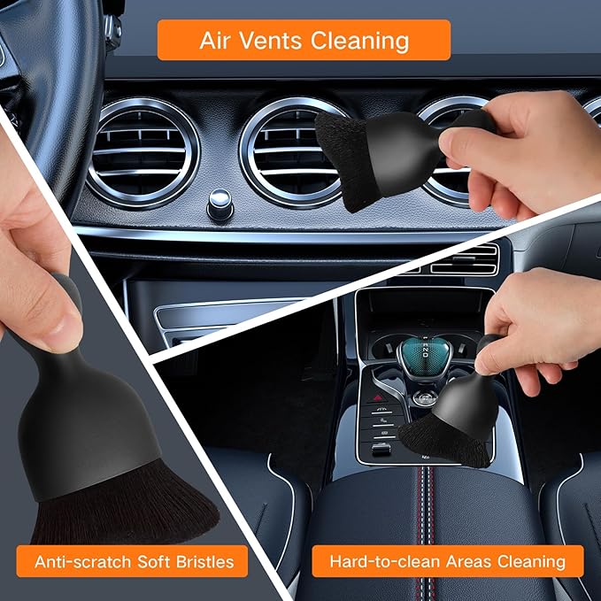 10pcs Windshield Cleaning Tool Inside Car Window Cleaner Wash Kit with 4 Reusable Microfiber Pads 1 Spray Bottle and Extendable Handle Interior Auto Glass Wiper Kit, Orange