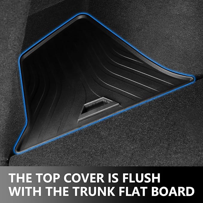 Trunk Storage Bins with Lids for 2026 Tesla Model Y Juniper 5 Seater, 2PCS TPE Side Cargo Organizer Boxes, Rear Trunk Containers with TPE Covers, Custom Fit Tesla Model Y Juniper Accessories