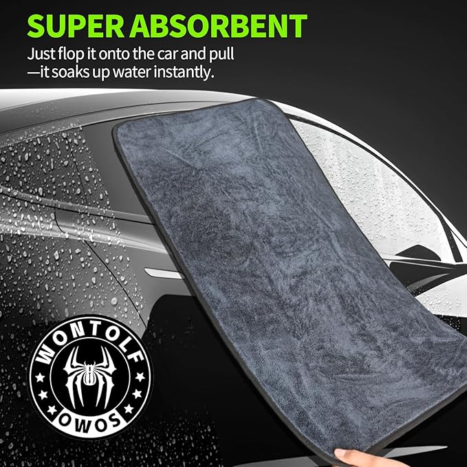 Wontolf Ultra Absorbent Car Drying Towels with Storage Bag, Extra Large Microfiber Towels for Cars, (36" x 24") Drying Towels Car Detailing, Streak Free, No Water Spots, Scratch-Free, 3 Pack
