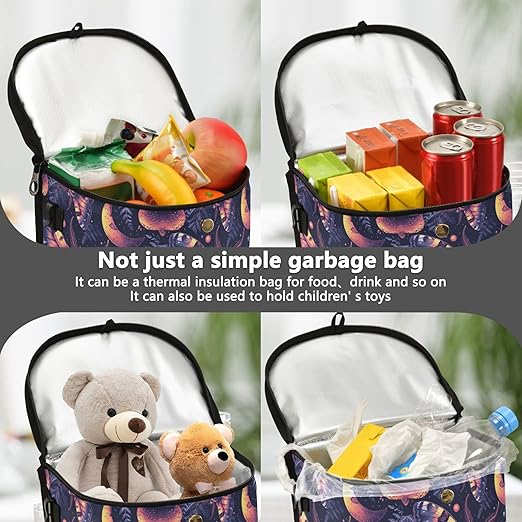 MNSRUU Car Trash Can with Lid, Gothic Skull Butterfly Car Trash Bag Hanging Organizers and Storage for Front Back Seat, Leak-Proof Trash Bin