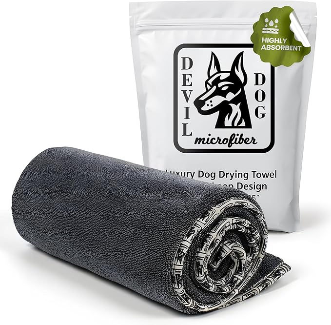 Premium Drying Towel – Small 16" x 24" Super Absorbent Microfiber Dog Bath Towel – Quick Dry, Soft & Durable Dog Towel for Drying Dogs – 1200 GSM Gray for Beach, Camping & Travel
