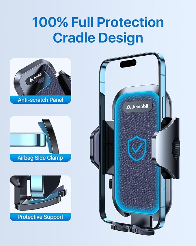andobil 2025 Upgraded Car Phone Holder Mount for Vent, Military Sturdy Metal Clip Air Vent Phone Holder for Your Car Easy Used Cell Phone Car Mount, Blue