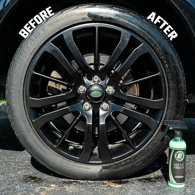 ExoForma Wet Tire Dressing Spray - Extremely High Shine Tire Dressing for That Wet Look - No Sling, Non-Greasy Silicone Formula with UV Protection - Easy to Apply, Minimal Cure Time - 16 fl oz