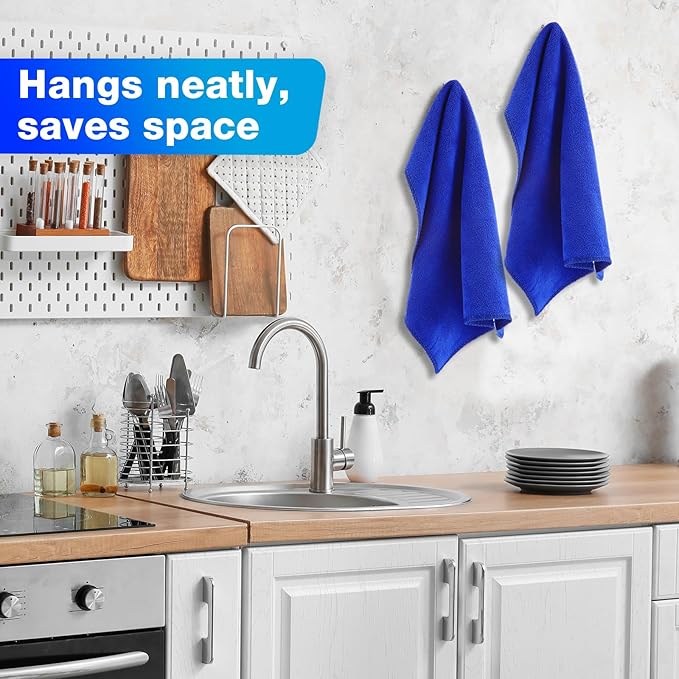 Nuenen Microfiber Cleaning Cloths for Cars 16 x 16 Inch Ultra Absorbent Car Towels Drying Reusable Cleaning Supplies House Kitchen Window Microfiber Towel(Blue,60 Count)