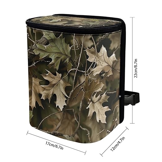 Camo Hunting Forest Car Trash Can with Lid Collapsible Auto Trash Bin Reusable Automotive Garbage Can Auto Accessory Interior Car Organizer