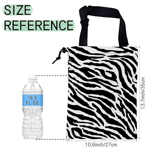 Zebra Stripes Car Garbage Bag,Waterproof Small Car Trash Bag Hanging Back of Seat,Drawstring Hanging Car Trash Bag with Adjustable Buckle for Car Accessories